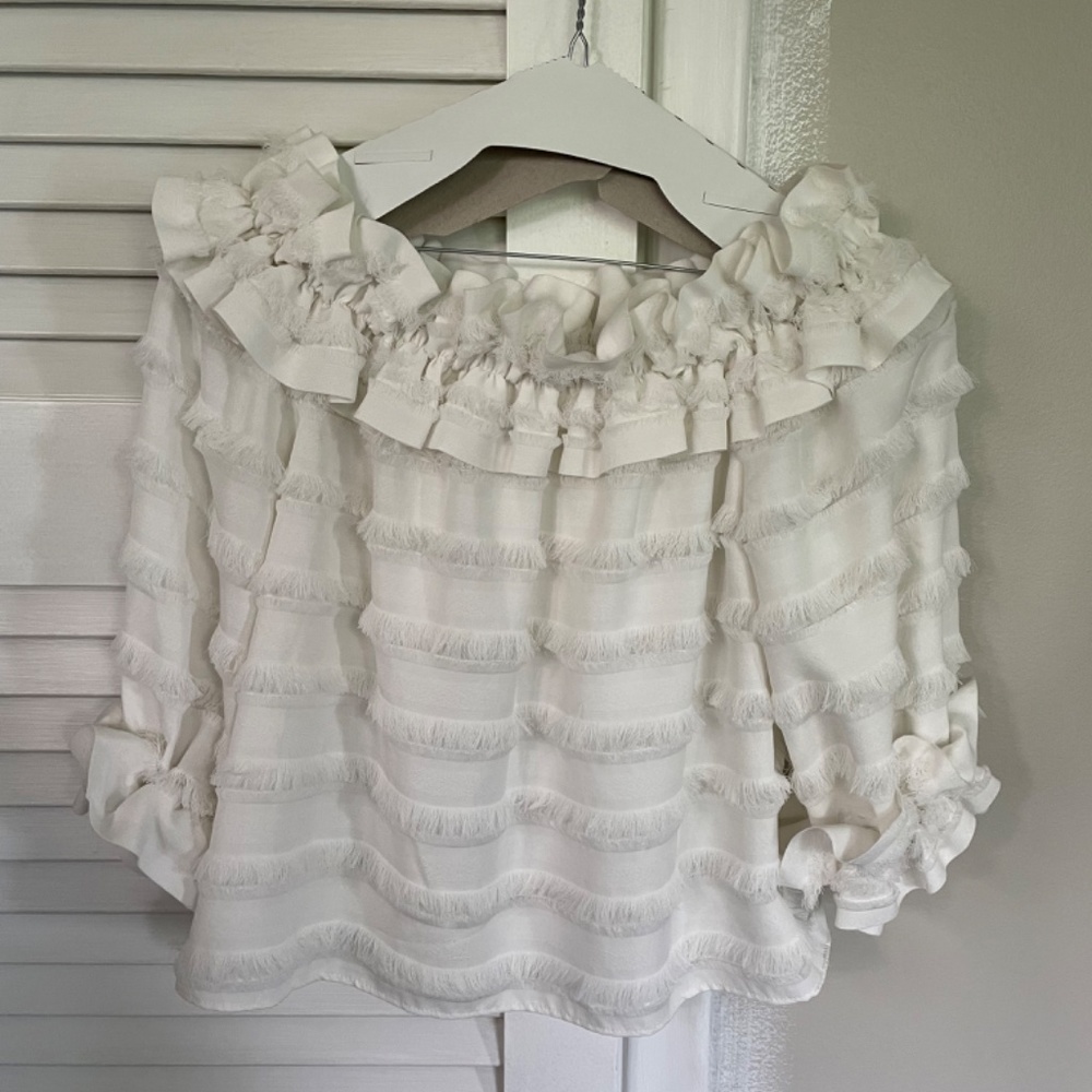 Azulu White Ruffled Blouse - Picture 3 of 3